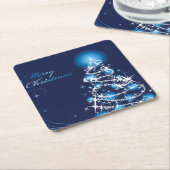 Blauer Weihnachtsbaum Rechteckiger Pappuntersetzer (angewinkelt)