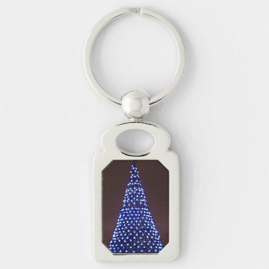 Blauer Weihnachtsbaum Schlüsselanhänger (Vorderseite)