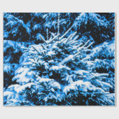 Blauer Weihnachtsbaum, Schnee Geschenkpapier (Flach)