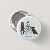 Blauer Weihnachtsbaum, Schneeflocke Button (Vorne & Hinten)