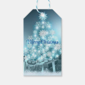Blauer Weihnachtsbaum, Schneeflocke Geschenkanhänger (Vorderseite)