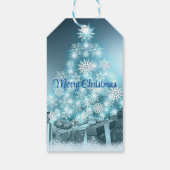 Blauer Weihnachtsbaum, Schneeflocke Geschenkanhänger (Rückseite)