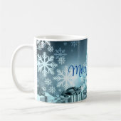 Blauer Weihnachtsbaum, Schneeflocke Kaffeetasse (Links)