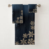 Blauer Weihnachtsbaum , Schneeflocken Badhandtuch Set (Insitu)