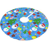 Blauer Weihnachtsbaum schwarzer Santa Polyester Weihnachtsbaumdecke (Schrägansicht)