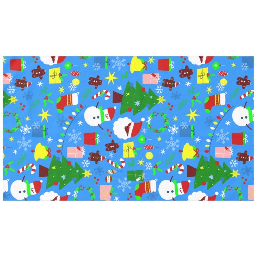 Blauer Weihnachtsbaum schwarzer Santa Tischdecke (Vorderseite (Horizontal))