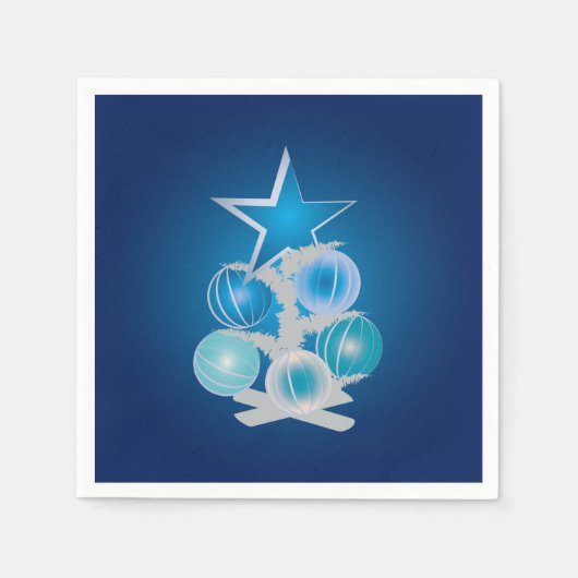 Blauer Weihnachtsbaum Serviette (Vorderseite)