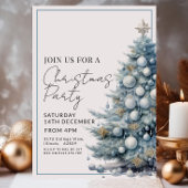 Blauer Weihnachtsbaum Silver Baubles Feiertag Einladung