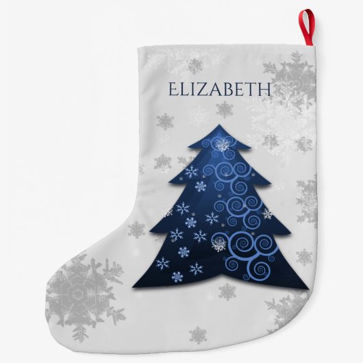 Blauer Weihnachtsbaum Strumpf Großer Weihnachtsstrumpf (Rückseite)