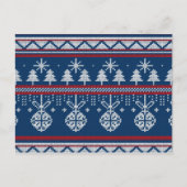 Blauer Weihnachtsbaum und Ornamente Postkarte (Vorderseite)