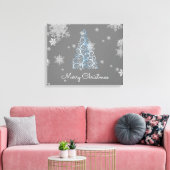 Blauer Weihnachtsbaum und Schneeflocken Canvas Pri Leinwanddruck (Insitu (Wohnzimmer))