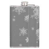 Blauer Weihnachtsbaum und Schneeflocken Flachmann (Rückseite)