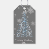 Blauer Weihnachtsbaum und Schneeflocken - Geschenk Geschenkanhänger (Vorderseite)