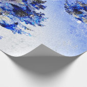 Blauer Weihnachtsbaum verziert Geschenkpapier (Ecke)