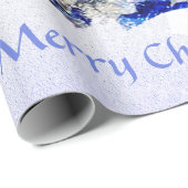 Blauer Weihnachtsbaum verziert Geschenkpapier (Rolleneckpunkt)