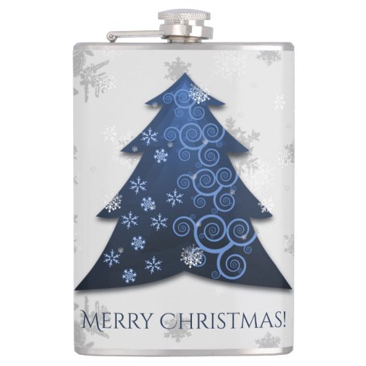 Blauer Weihnachtsbaumkolben Flachmann (Vorderseite)