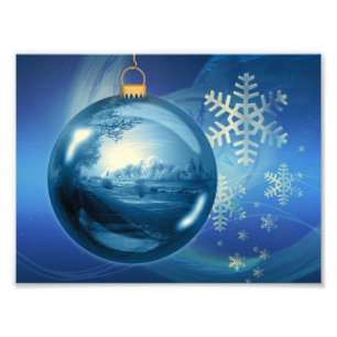 Blauer Weihnachtsbaumschmuck Fotodruck
