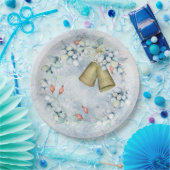 Blauer Weihnachtsbrunnen Elegant Vintag Rustikal Pappteller (Party)