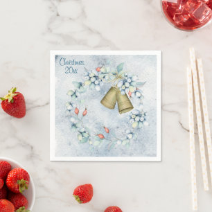 Blauer Weihnachtsbrunnen Elegant Vintag Rustikal Serviette
