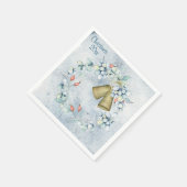 Blauer Weihnachtsbrunnen Elegant Vintag Rustikal Serviette (Ecke)