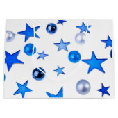 Blauer Weihnachtsdekor Foto Große Geschenktüte (Vorderseite)