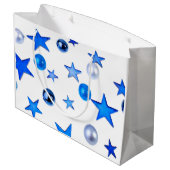 Blauer Weihnachtsdekor Foto Große Geschenktüte (Rückseite Schrägansicht)