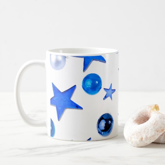 Blauer Weihnachtsdekor Foto Kaffeetasse (Mit Donut)