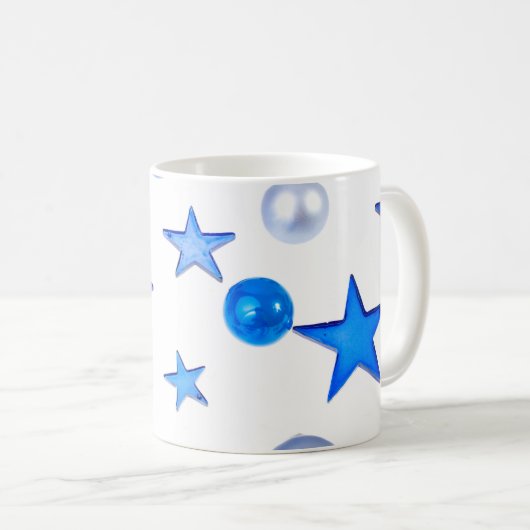 Blauer Weihnachtsdekor Foto Kaffeetasse (VorderseiteRechts)