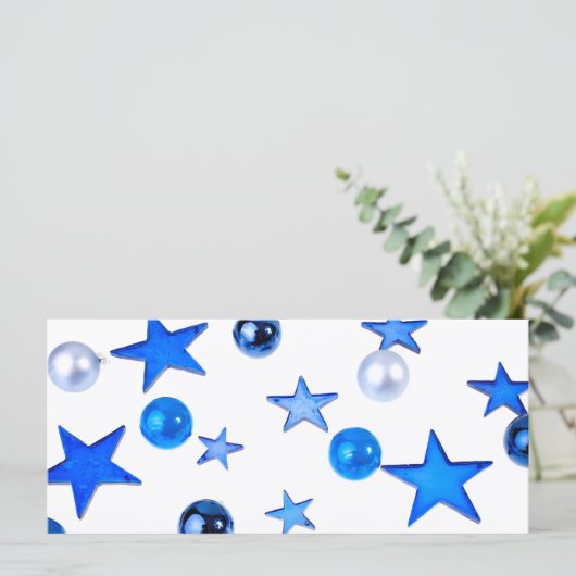 Blauer Weihnachtsdekor mit Text (Stehend Vorderseite)