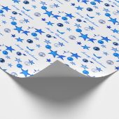 Blauer Weihnachtsdekor mit Text Geschenkpapier (Ecke)