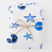 Blauer Weihnachtsdekor mit Text Geschenkpapier Set (Beispiel)