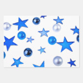 Blauer Weihnachtsdekor mit Text Geschenkpapier Set (Vorderseite)