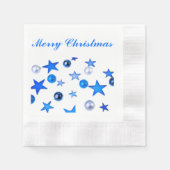 Blauer Weihnachtsdekor mit Text Serviette (Vorderseite)