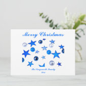 Blauer Weihnachtsdekor mit Textkarte (Stehend Vorderseite)