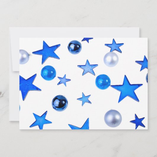 Blauer Weihnachtsdekor mit Textkarte (Rückseite)