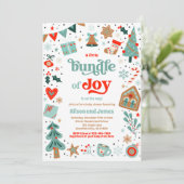 Blauer Weihnachtsdusche in Rot und Blau Einladung (Stehend Vorderseite)