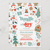 Blauer Weihnachtsdusche in Rot und Blau Einladung (Vorne/Hinten)