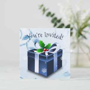 Blauer Weihnachtsgeschenk Einladung