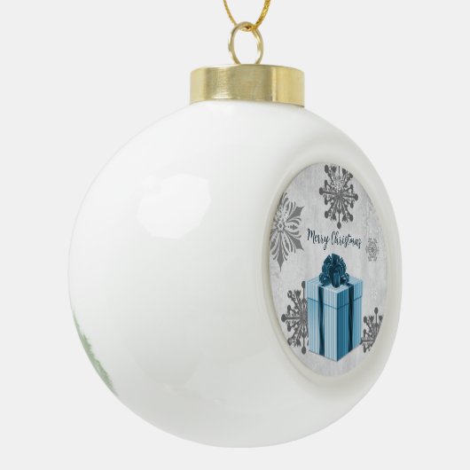 Blauer Weihnachtsgeschenk Feiertag Ornament (Links)