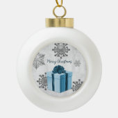Blauer Weihnachtsgeschenk Feiertag Ornament (Vorderseite)