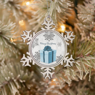 Blauer Weihnachtsgeschenk Feiertag Ornament