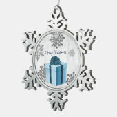 Blauer Weihnachtsgeschenk Feiertag Ornament (Rechts)