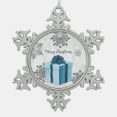 Blauer Weihnachtsgeschenk Feiertag Ornament (Vorderseite)