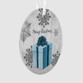 Blauer Weihnachtsgeschenk Feiertag Ornament (Vorderseite)