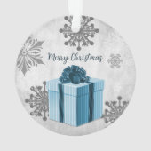 Blauer Weihnachtsgeschenk Feiertag Ornament (Rückseite)