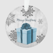 Blauer Weihnachtsgeschenk Feiertag Ornament (Vorderseite)