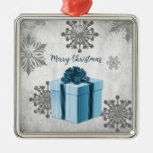 Blauer Weihnachtsgeschenk Feiertag Ornament Aus Metall (Vorne)