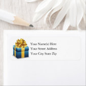 Blauer Weihnachtsgeschenk mit goldenem Band (Insitu)