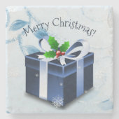 Blauer Weihnachtsgeschenk Stone Untersetzer (Vorderseite)