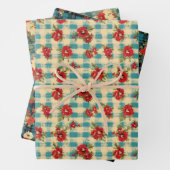 Blauer Weihnachtsgeschmack Karierte Wasserfarbe Fl Geschenkpapier Set (Beispiel)